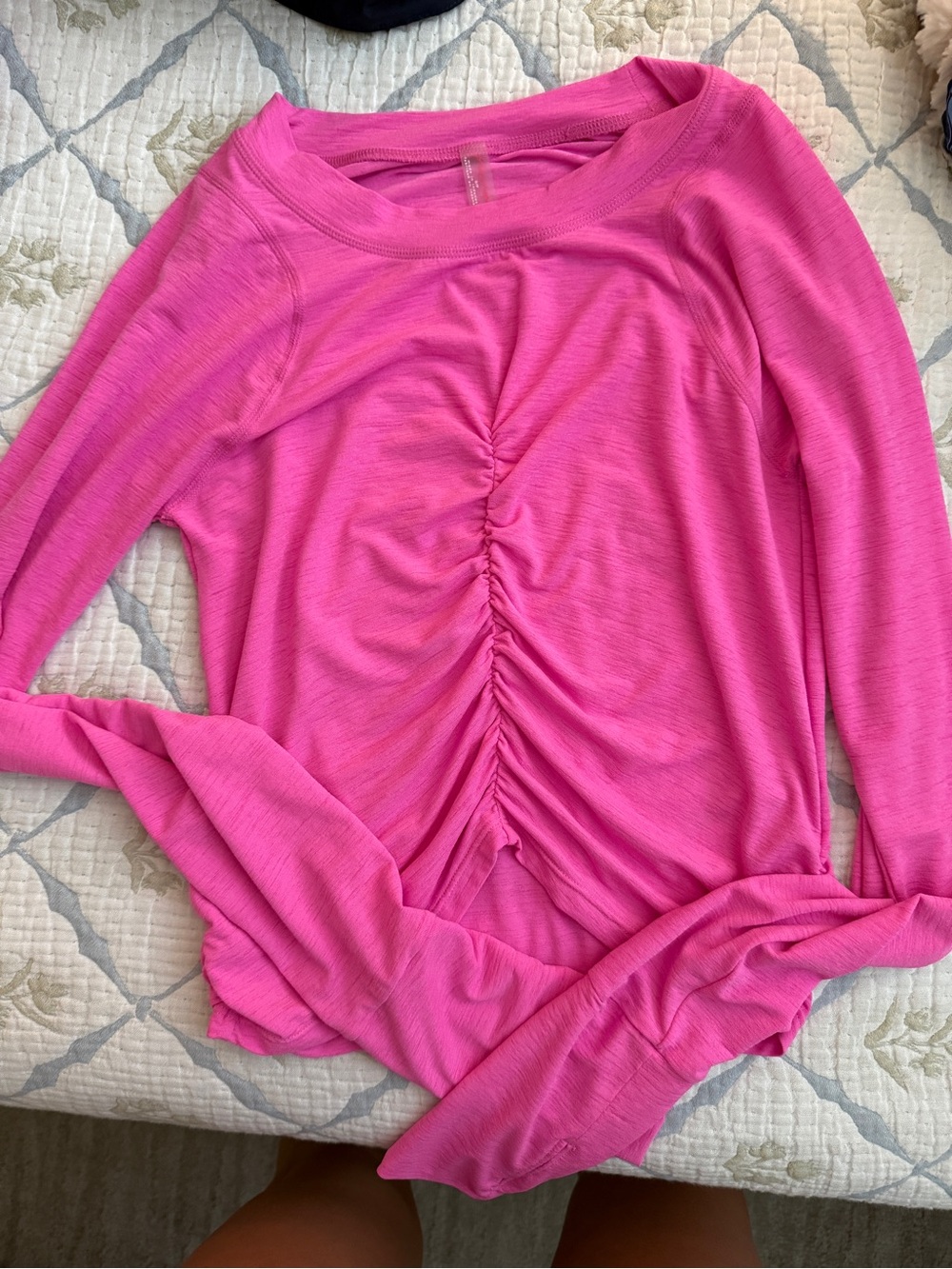 Free People Hot Pink Ruched Long Sleeve Top
